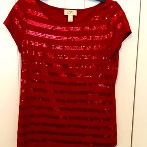 Red Sequin Loft Blouse